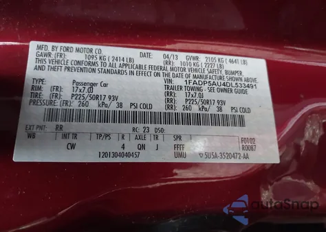 2013 Ford C-Max Hybrid Se from USA, damaged, VIN 1FADP5AU4DL533491